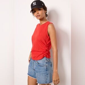 Michael Stars Lola Ruched Tank in red, size XS.